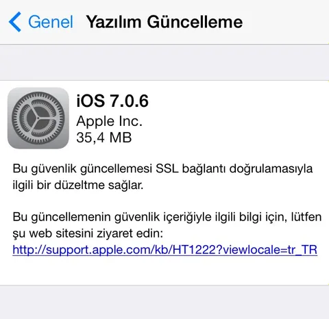 Apple’ın iOS 7.0.6 güncellemesinin arkasında büyük bir güvenlik açığı çıktı