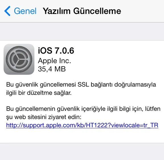 Apple’ın iOS 7.0.6 güncellemesinin arkasında büyük bir güvenlik açığı çıktı