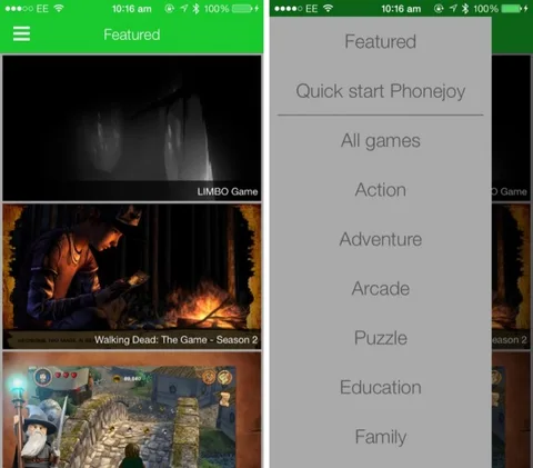 Phonejoy iPhone uygulaması hangi iOS 7 oyunlarının MFi kumandalarıyla uyumlu olduğunu gösteriyor