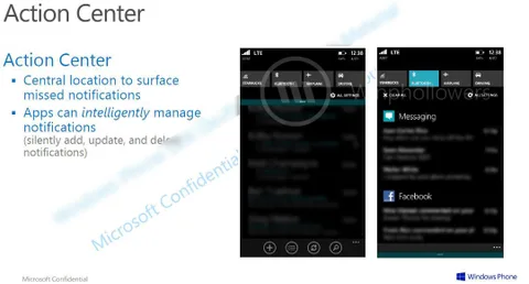 Windows Phone 8.1 Bildirim Merkezinin neye benzeyeceği ekran görüntüleriyle sızdı
