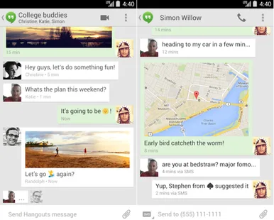 Android için Google Hangouts sohbetleri ve kısa mesajları birleştiriyor