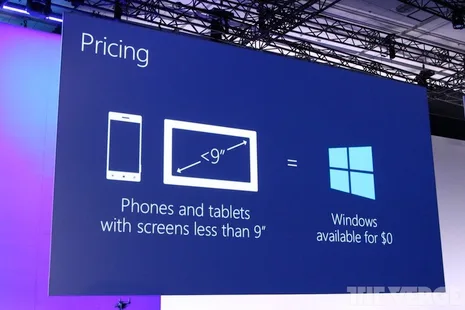 Microsoft 9 inç altı ekranlı cihazlar için Windows lisans ücretini sıfırlıyor