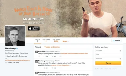 Twitter sahte Morrissey hesabını onaylanmış gösterdi