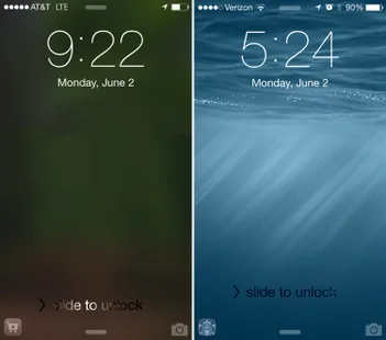 iOS 8 kilit ekranında konum farkındalığı olan uygulamaların kısa yolları görülüyor