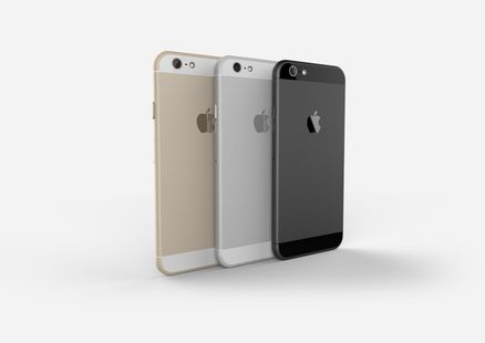 Apple iPhone 6’nın altın, uzay grisi ve gümüş renkli taslakları bir arada