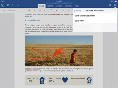 Office iPad uygulaması belgeleri artık PDF formatında gönderilebilecek