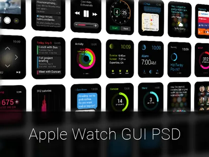 Apple Watch grafik arayüzü Photoshop şablonu olarak yayınlandı