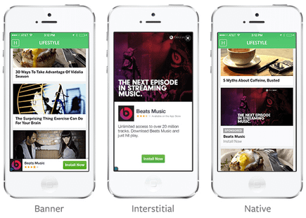 Facebook reklamları mobil uygulamalarda görünmeye başlıyor