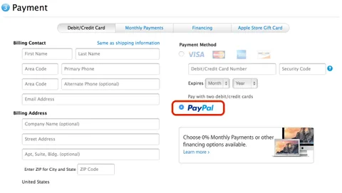 Apple çevrim içi mağazasında PayPal’ı ödeme seçenekleri arasına ekledi