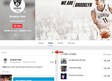 Google+ paylaşımların sayfanın üst kısmında sabitlenmesine izin veriyor