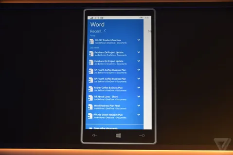Microsoft Windows 10 için Office’in mobil versiyonunu gözler önüne serdi