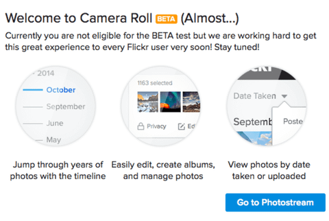 Flickr zaman çizgisi tabanlı Film Rulosu görünümünü kullanıcılara sunuyor