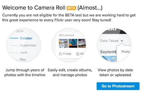Flickr zaman çizgisi tabanlı Film Rulosu görünümünü kullanıcılara sunuyor