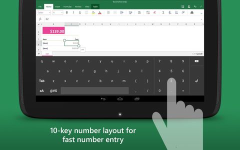 Microsoft’tan Android tabletler için özel Excel klavyesi