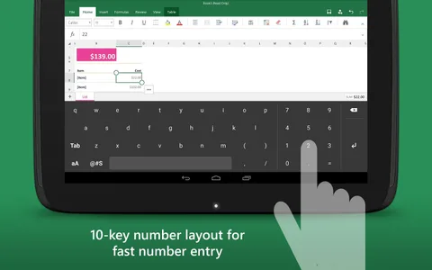 Microsoft’tan Android tabletler için özel Excel klavyesi