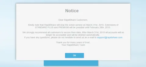 Dosya barındırma servisi Rapidshare mart sonunda kapanıyor