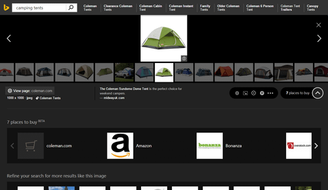 Bing görsel arama sayfası üzerinden alışveriş için yönlendirecek