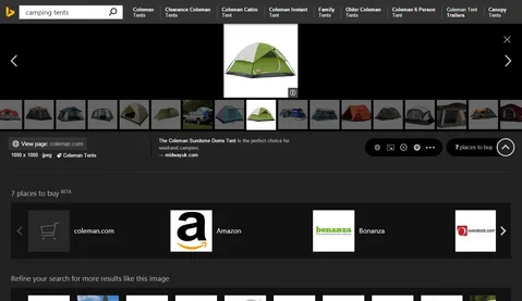 Bing görsel arama sayfası üzerinden alışveriş için yönlendirecek