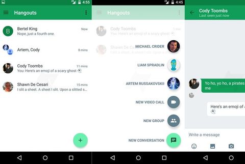Google Hangouts Android uygulamasının tasarımını değiştiriyor