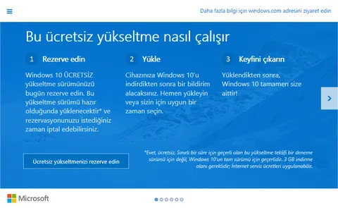 Ücretsiz Windows 10 yükseltmenizi şimdi rezerve edebilirsiniz