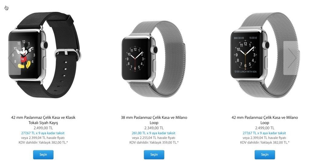 apple watch fiyatları