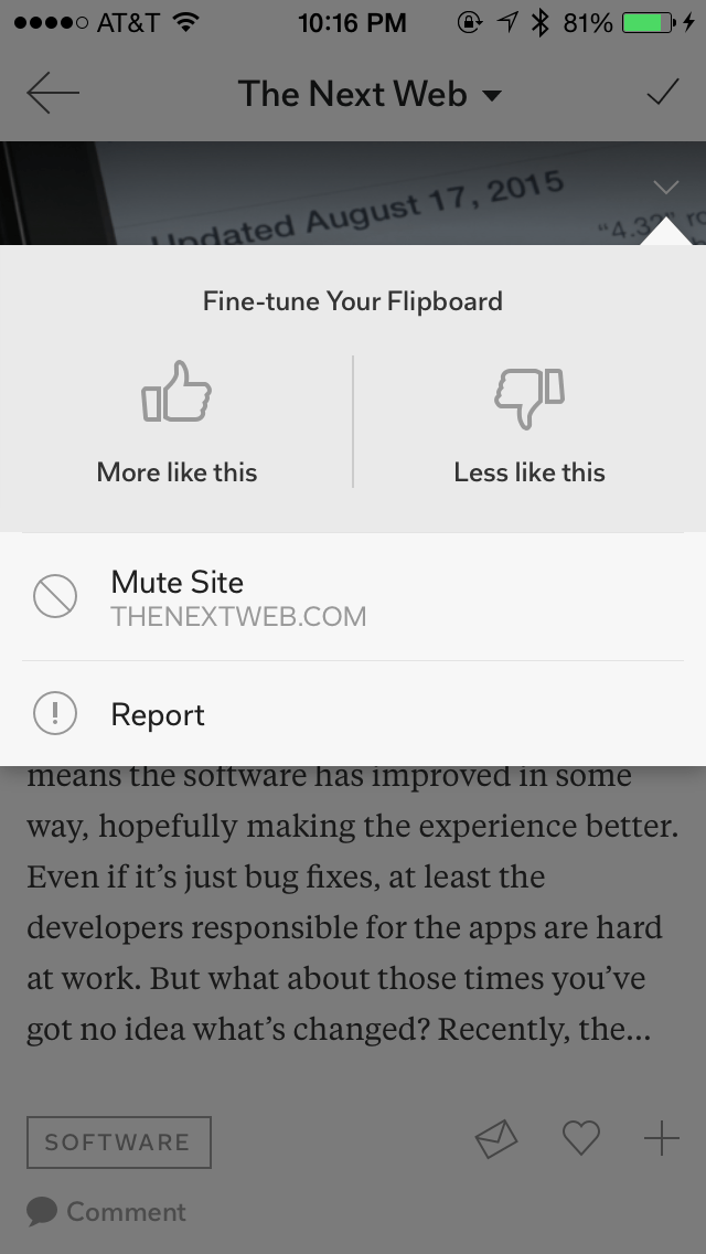 Flipboard Kapak Hikayelerinde çıkan başlıkları oylamanıza imkan tanıyor