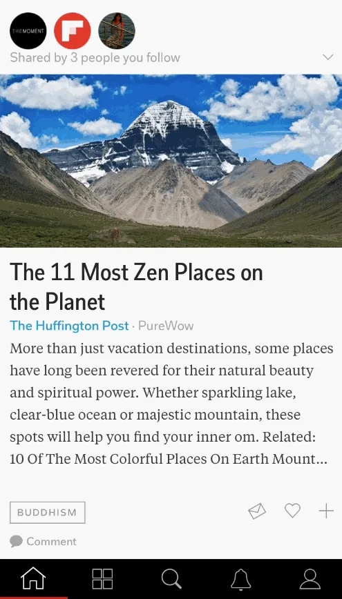 Flipboard Kapak Hikayelerinde çıkan başlıkları oylamanıza imkan tanıyor