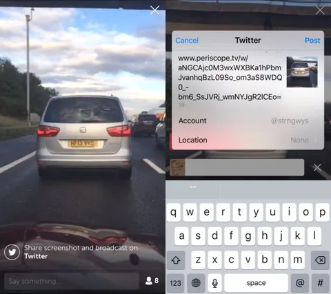 Periscope canlı yayınları ekran görüntüsüyle paylaşılabiliyor