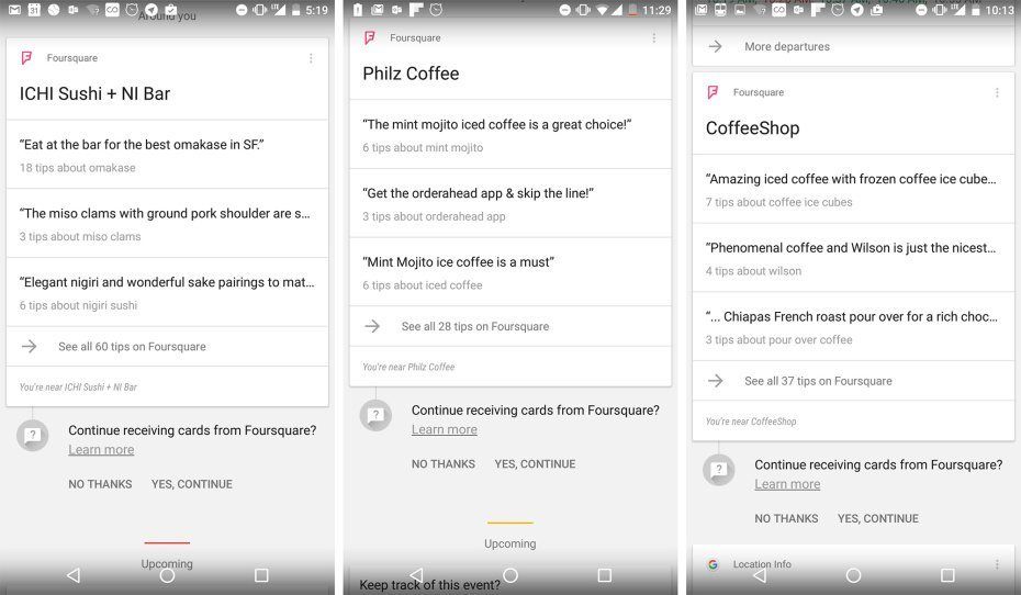 Google Asistan Foursquare ipuçları gösterimini test ediyor