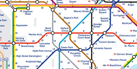 Yeni Londra metro haritası istasyonlar arasındaki yürüme süresini gösteriyor