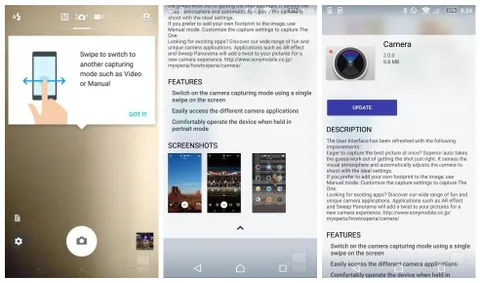 Sony Xperia Z5 ailesine güncellenen Kamera uygulaması