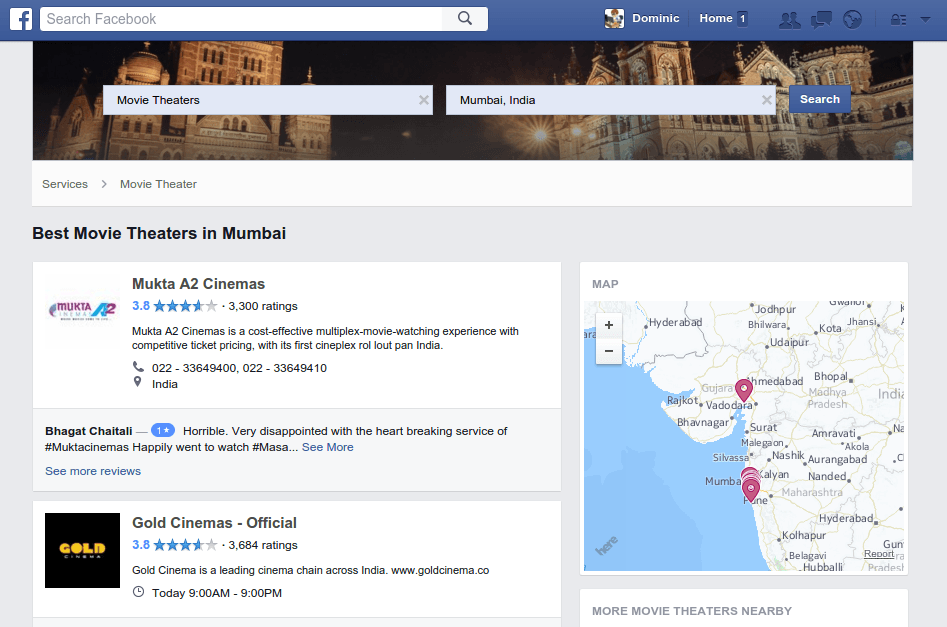 Facebook Yelp