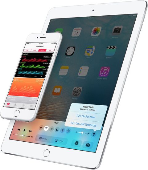 iOS 9.3 web sitesi Night Shift’i Denetim Merkezi’nde gösteriyor