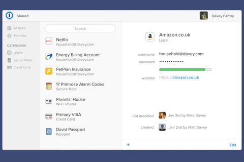 1Password aile aboneliğiyle beş kişinin şifreleri paylaşmasına izin veriyor