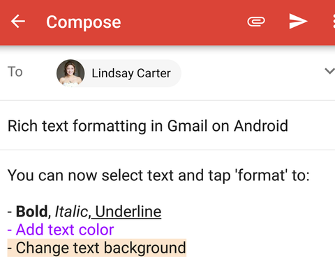 Gmail Android uygulamasına yeni metin biçimlendirme seçenekleri geldi
