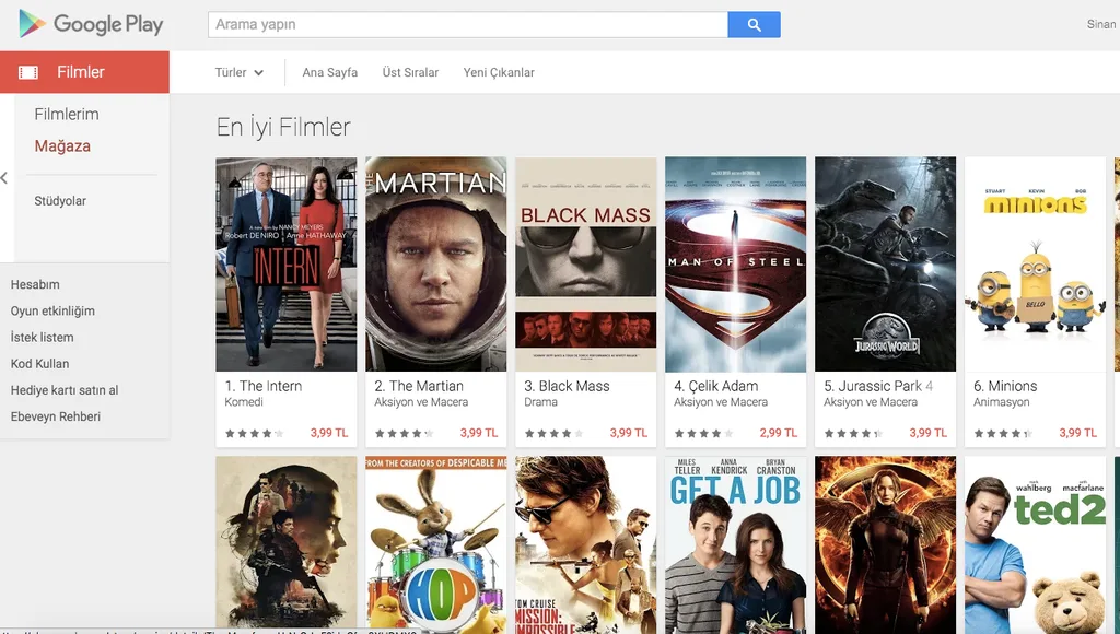 Google Play Filmler Türkiye’de faaliyete geçti