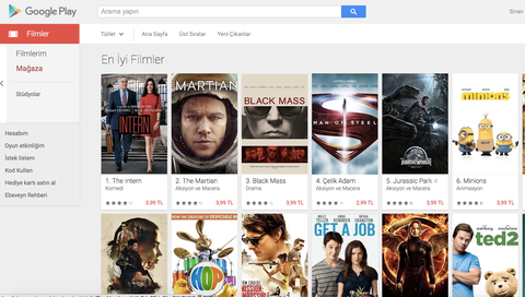 Google Play Filmler Türkiye’de faaliyete geçti