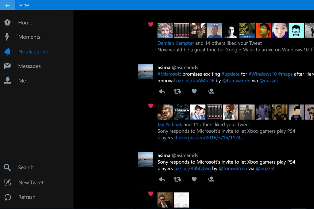 Twitter Windows 10 uygulamasına yeni tasarım ve özellikler