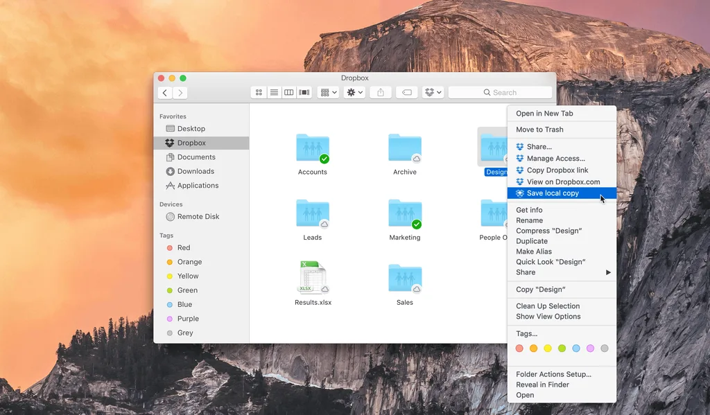Dropbox bulut dosyalarını masaüstünde göstercek
