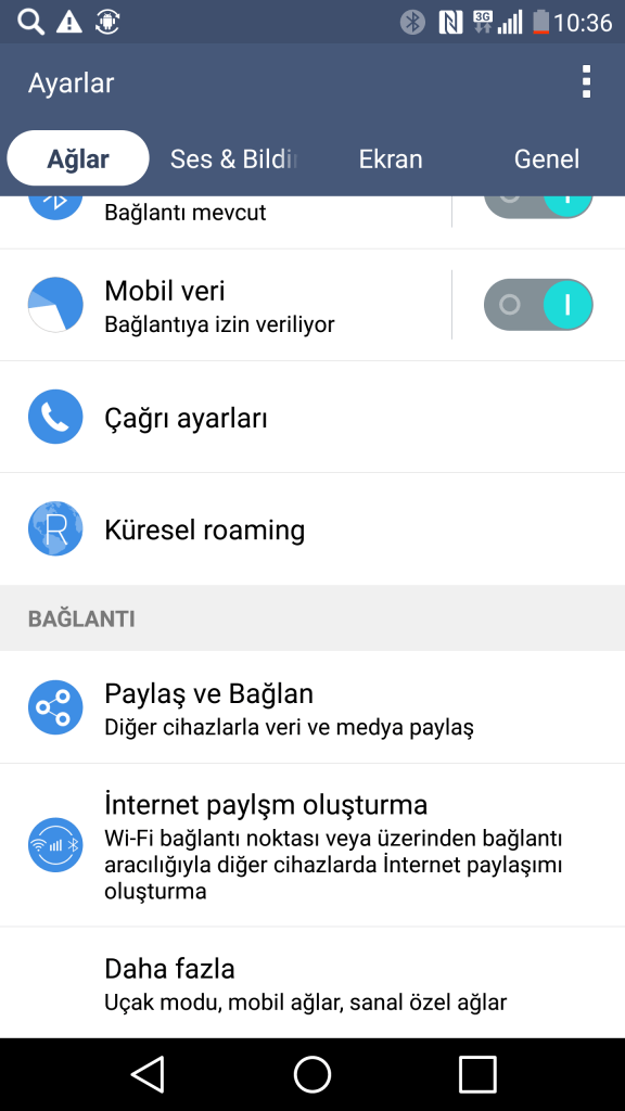lg android telefonlarda 4.5g