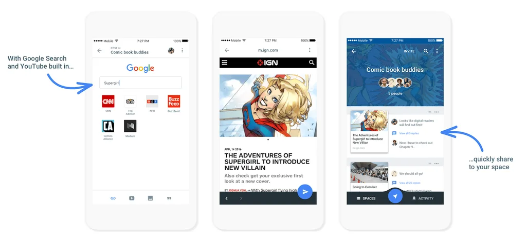 Google Spaces ile grup paylaşımlarını kolaylaştırmayı amaçlıyor