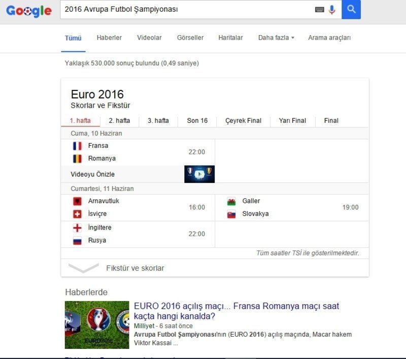 euro 2016 fikstür