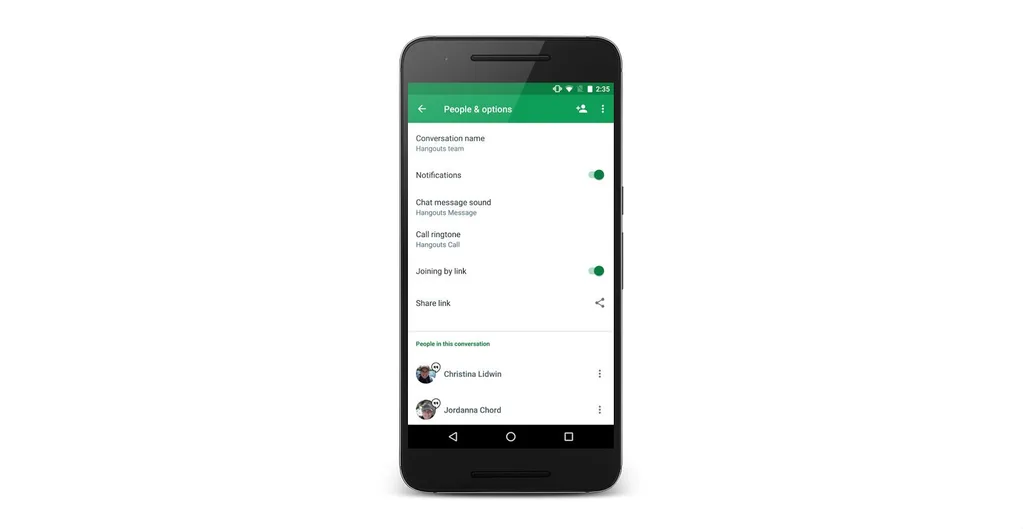 Google Hangouts bağlantılar ile grup sohbetlere katılımı kolaylaştırıyor