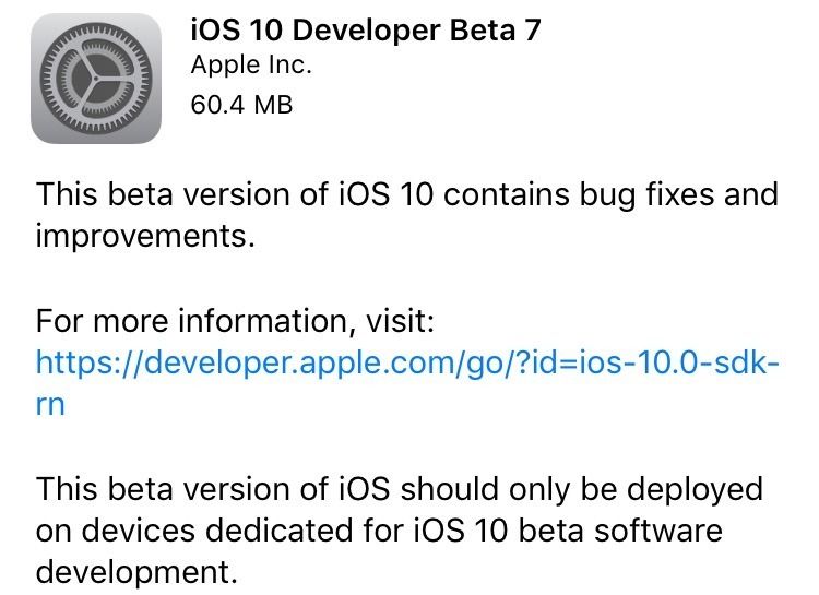 ios 10 beta 7