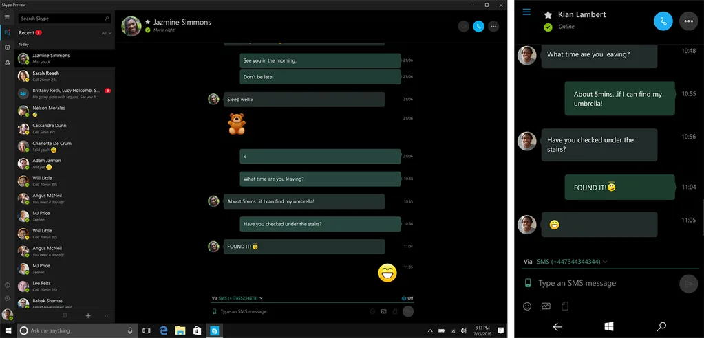 Windows Insider programının üyeleri Skype ile PC üzerinden SMS gönderip alabiliyor