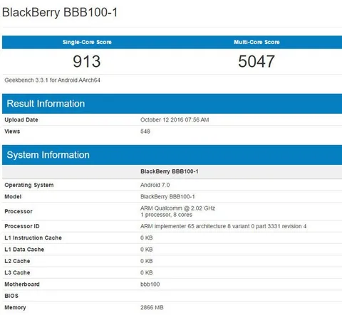 BlackBerry Mercury benchmark test sonuçlarında boy gösterdi
