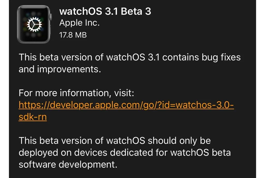 watchOS 3.1 beta 3 sürümü geliştiriciler için yayınlandı