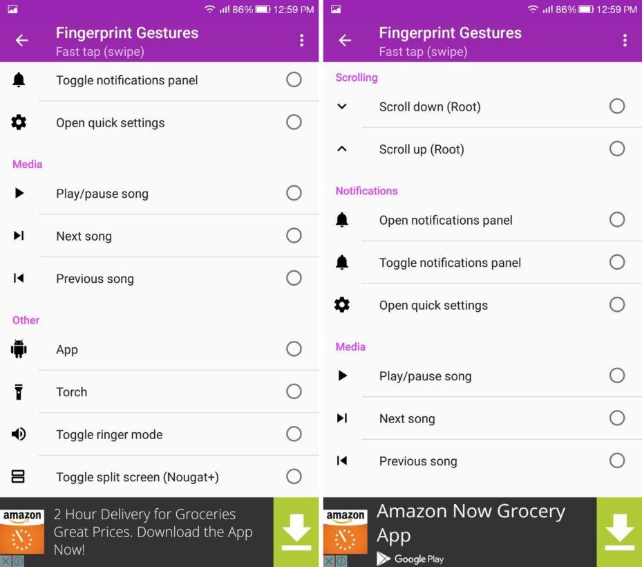 fingerprint gestures