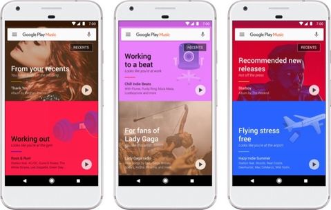 Google Play Müzik yeni tasarımıyla önerilerin üstüne odaklanıyor