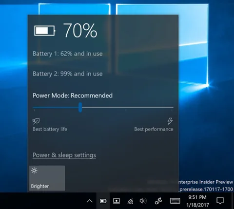 Windows 10 güç kaydırgacı ile pil ömrü veya performansı hızlı şekilde kontrol edeceksiniz